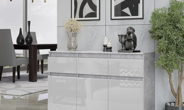 White High Gloss Dresser To Buffet